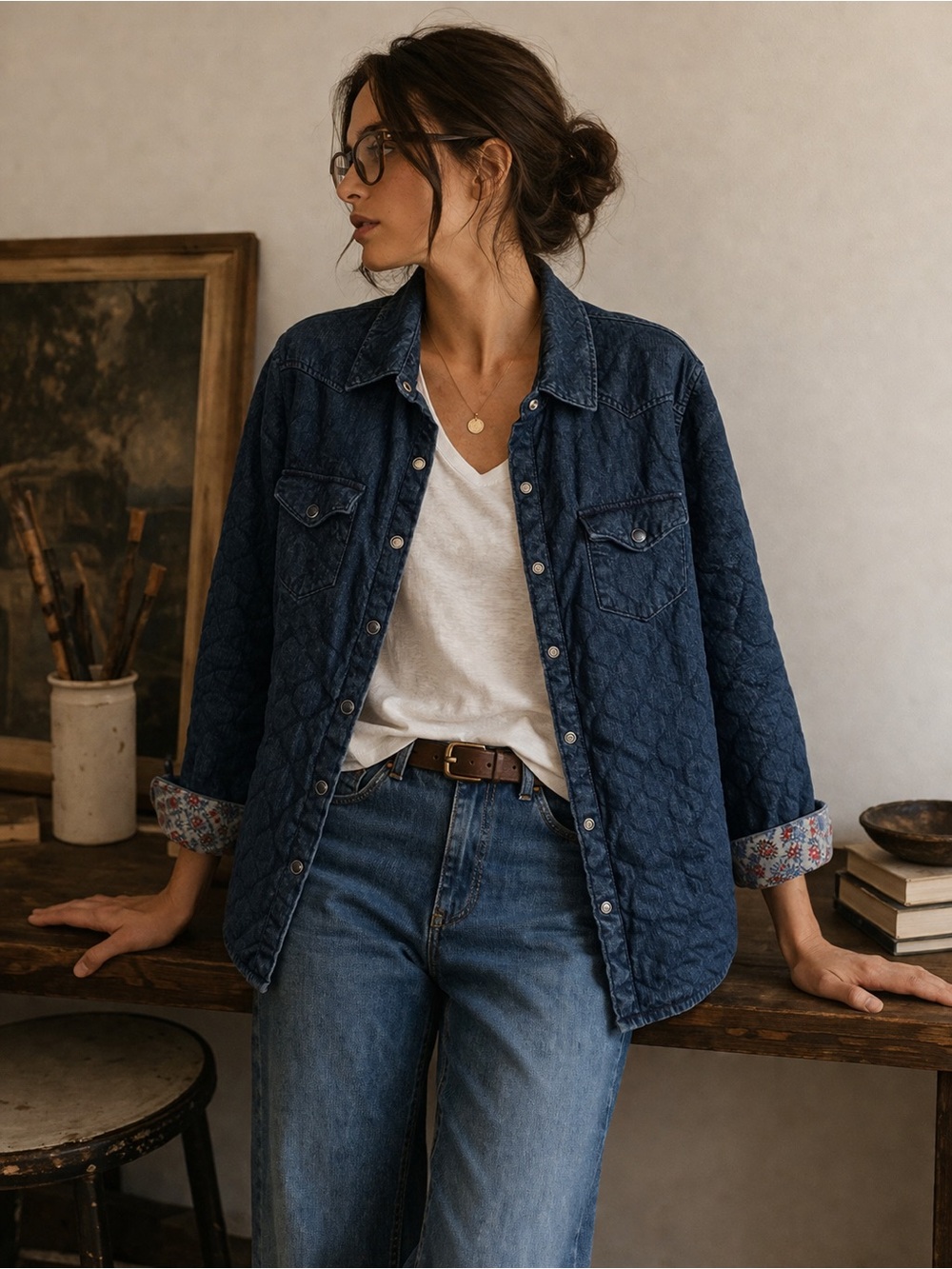 Cotton Ginny | Quilted Workshirt Jacket | Cotton | Size XL